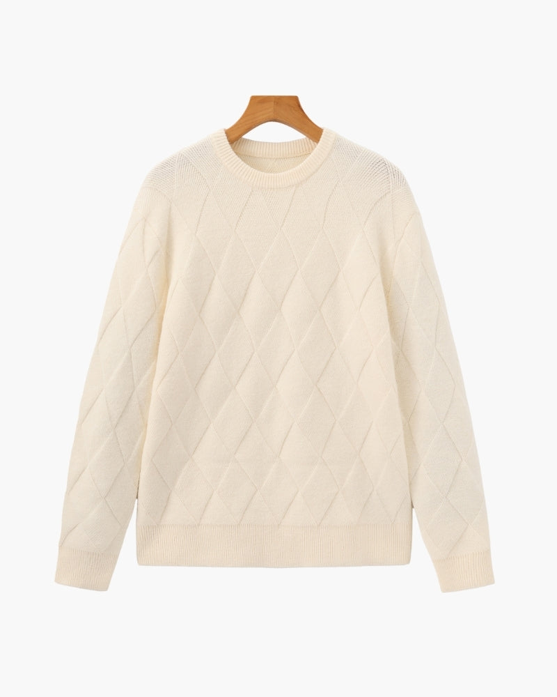 Diamond Knit Crewneck Sweater - Old Money
